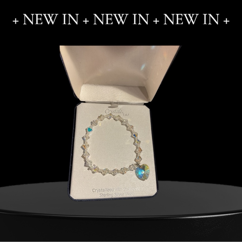 Crystale Swarovski Crystal Heart Bracelet – Sterling Silver Plate